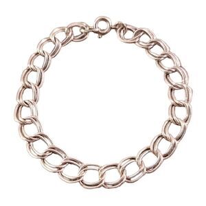 Vintage Sterling Double Curb Charm Bracelet
